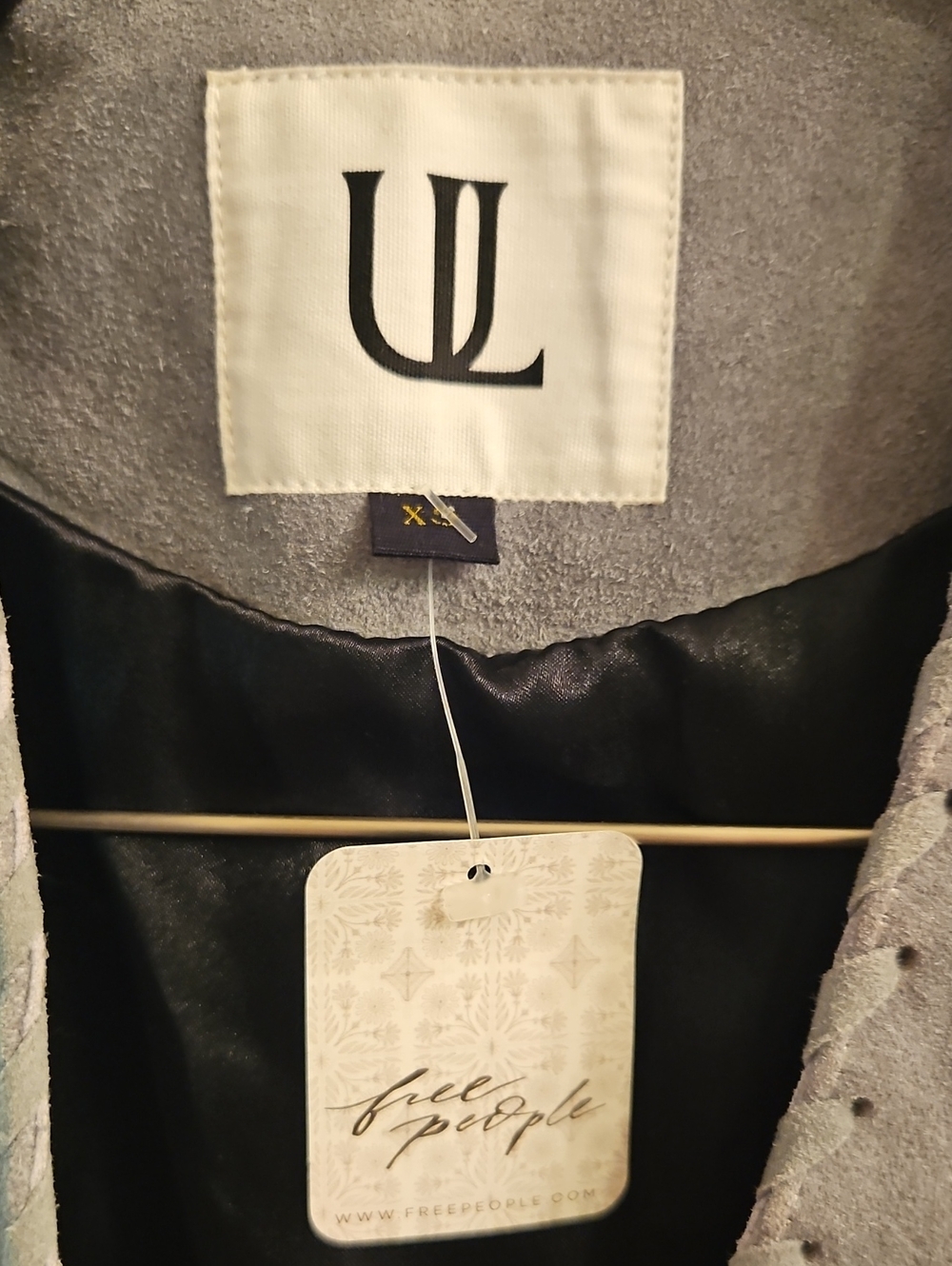 NWT Understated Leather x Free People 100% Suede Heart Stud Vest, Gray Blue, XS - Picture 4 of 9